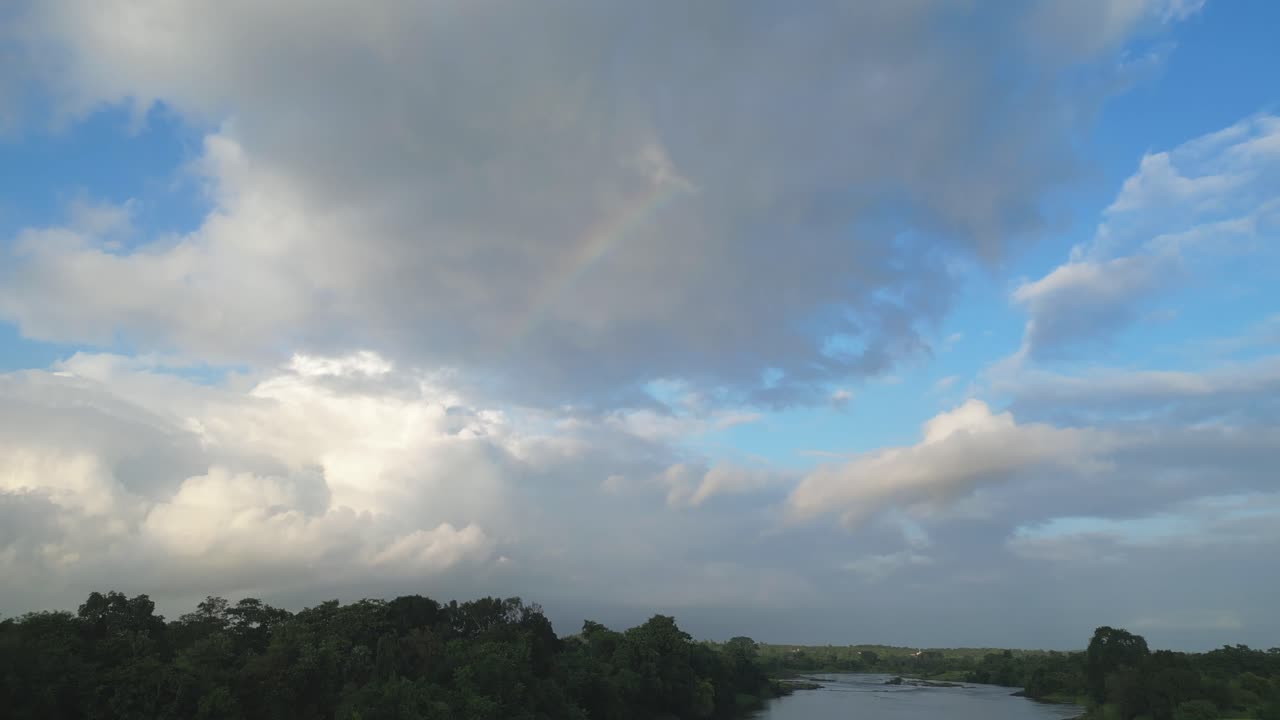 dehrja river evening drone view in palghar in maharashtra in india