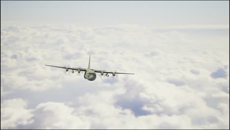 airplane flying through clouds background. 3d video animation