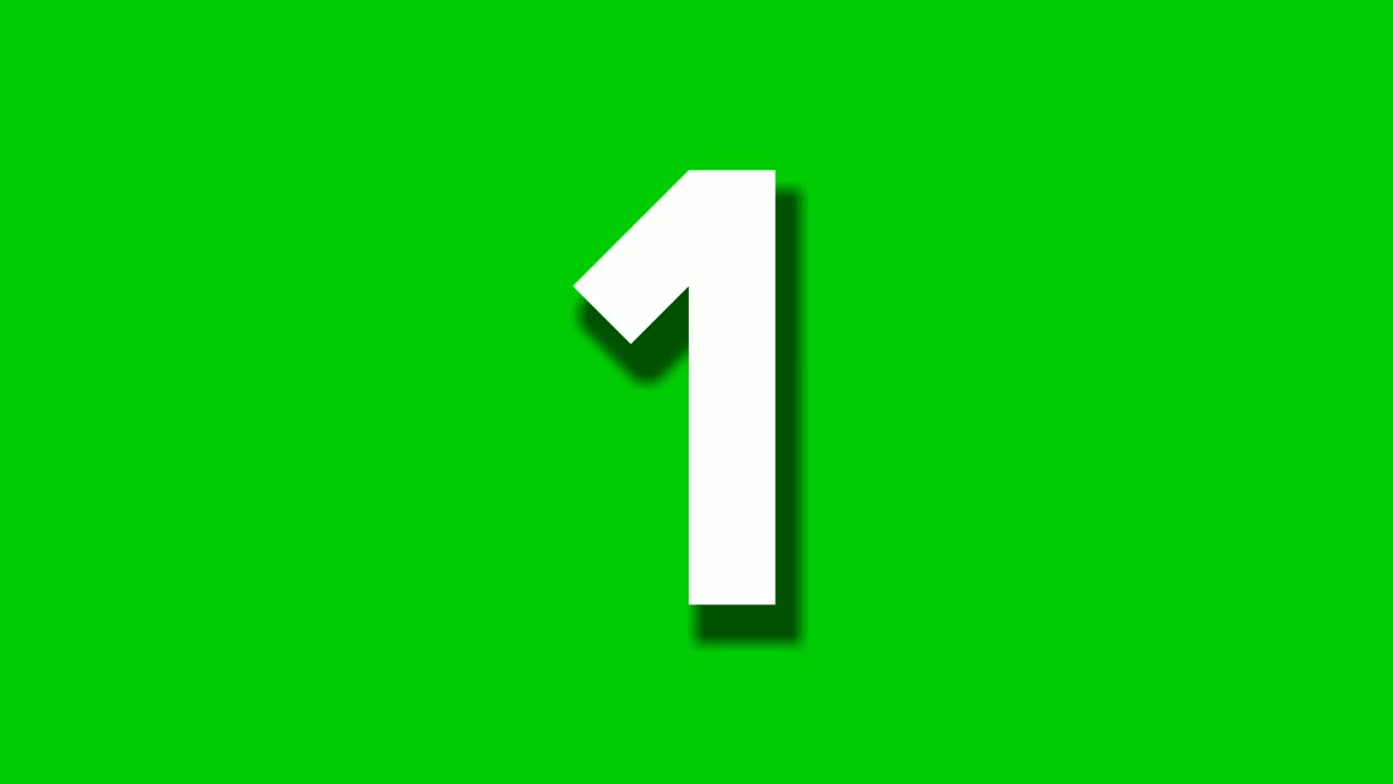 Number one 1 cartoon animation green screen