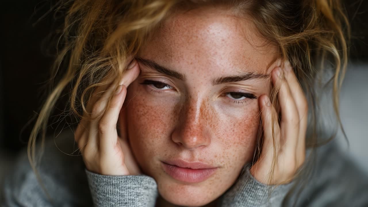 A Captivating Journey Through Emotional Waves: A Portrait of a Woman Experiencing Inner Turmoil Captured in Two Frames