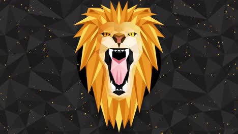 polygonal lion background. animal head. low polygon loop animation. geometric wildlife. polygonal animal portrait.