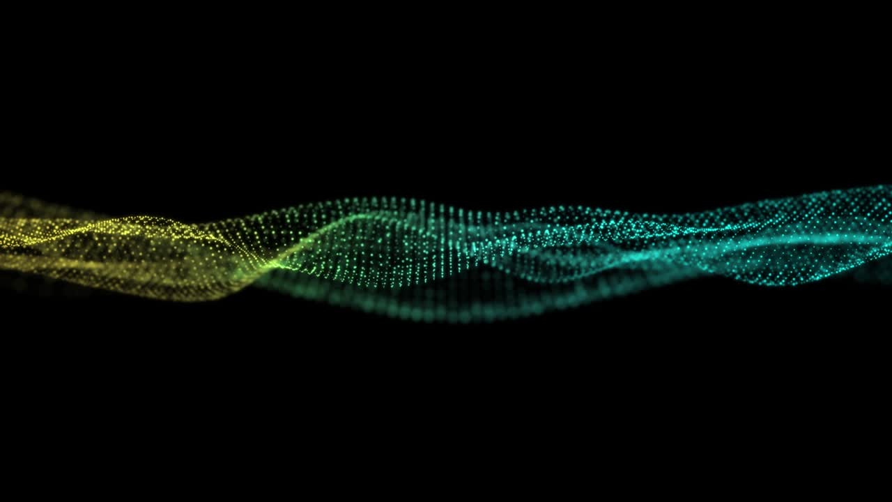 ondas de partículas 4k - 4k clip de partícula de onda azul abstracta sobre fondo oscuro, tecnología digital y concepto de innovación - fondo de patrón de ola azul abstracto - onda de partícula en movimiento abstracta en fondo oscuro - fondo abstracto de movimiento
