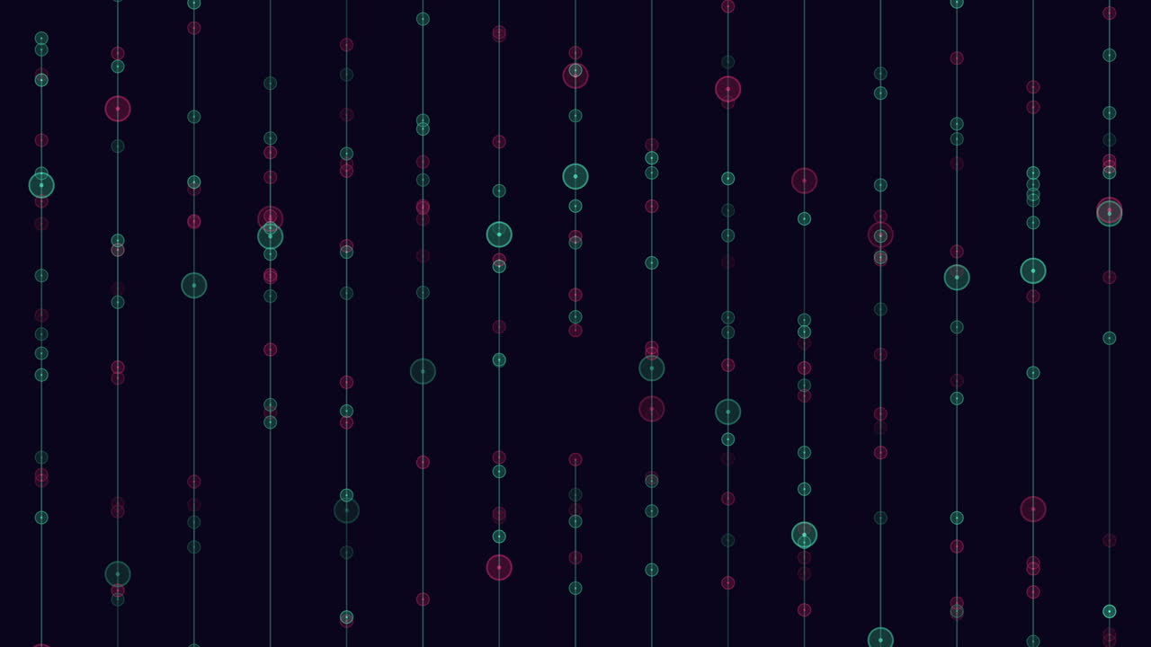 Dynamic zigzag pattern with green and red dots on dark background