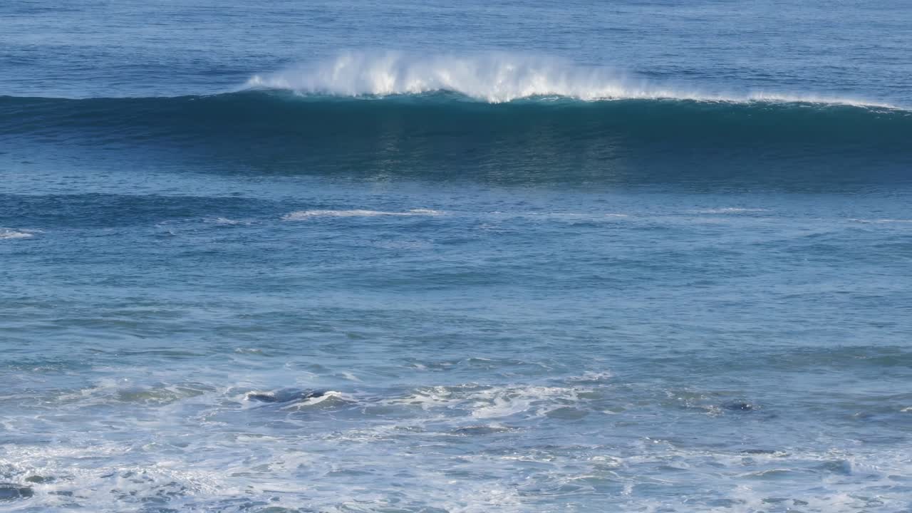 포트 필립 만에서 느리게 움직이는 파도가 부히고 있습니다.