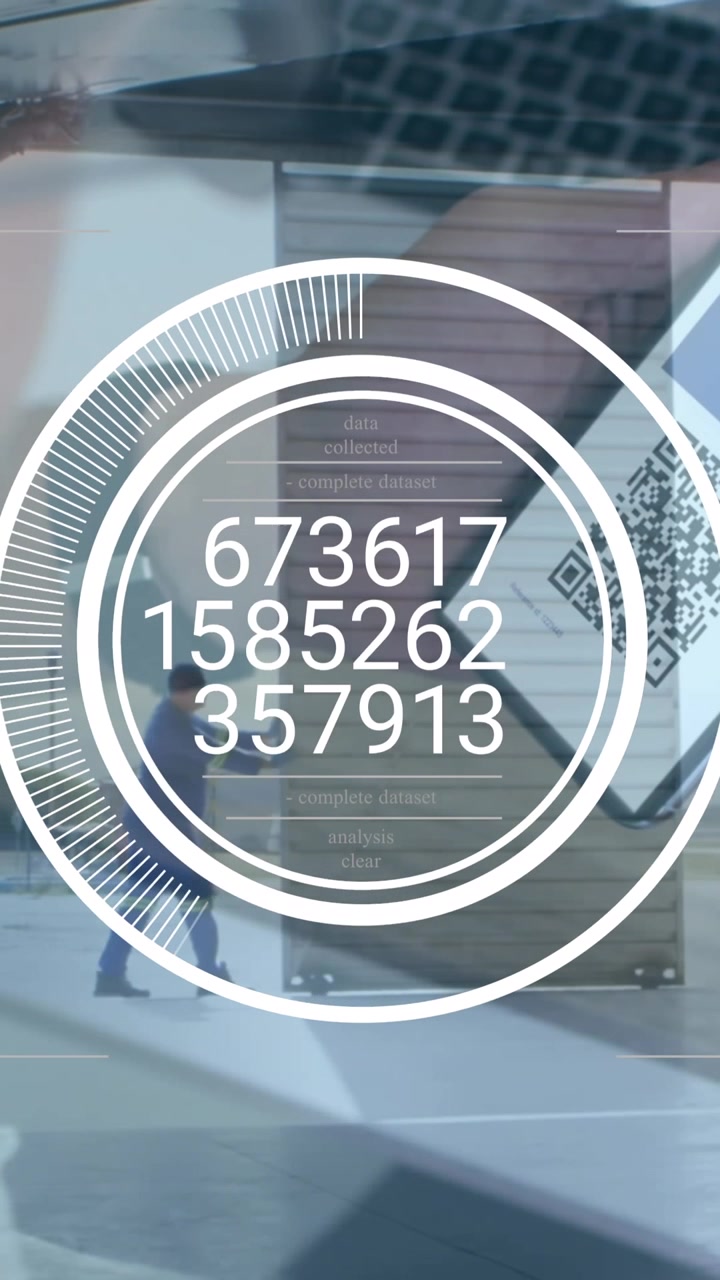 Animation of data processing over smartphone with qr code and airport