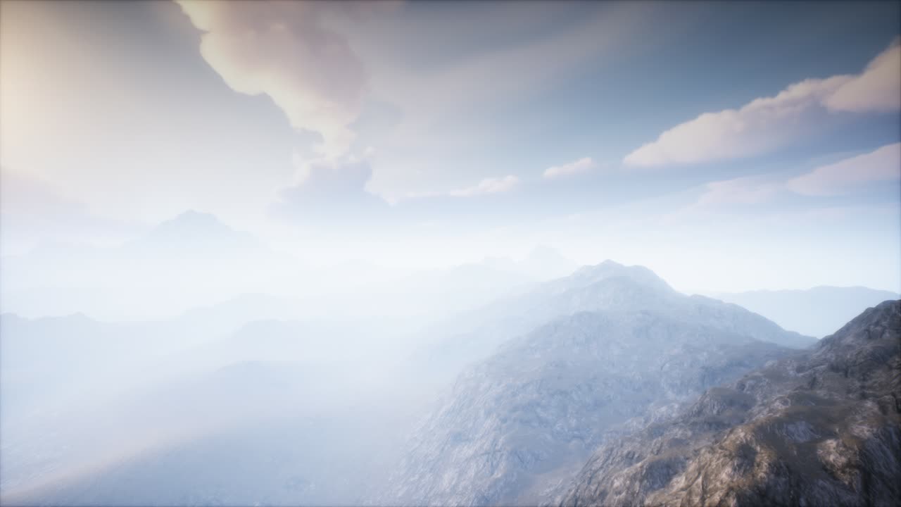 paisaje del cráter del volcán con niebla