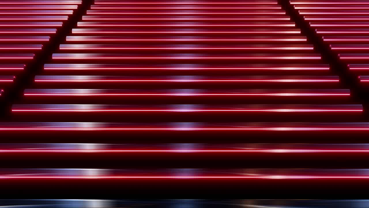 Neon Red Glowing Futuristic Stairs
