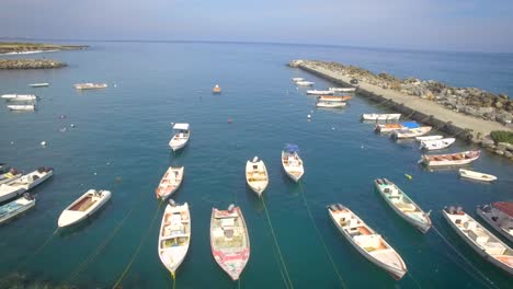 Aerial-view-of-a-small-fishing-boats-marina-in-the-Caribbean-Sea