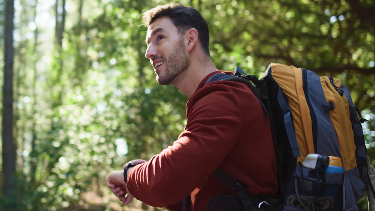 Hiker in Forest with Backpack