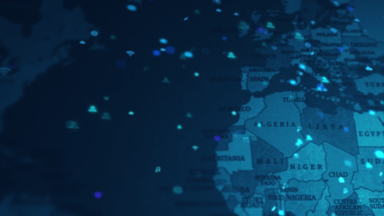 Global Network Connections on World Map