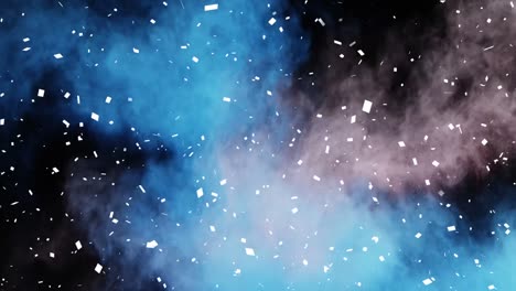 animación de confeti cayendo sobre polvo azul y rosa