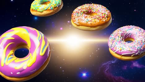 colorful donuts floating in space