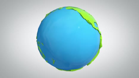 animation of the rotating earth visualising the rising sea levels in a cartoon style