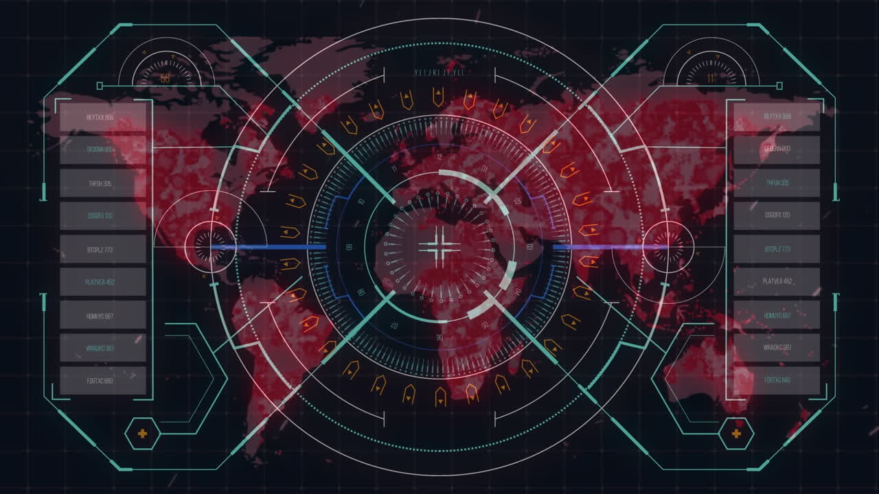 animación de células de covid 19 y procesamiento de datos en el mapa del mundo