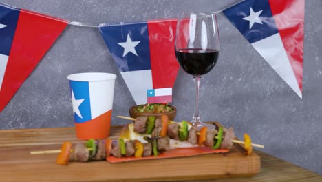 chile fiestas patrias chilean flag anniversary national day anticuchos wine glass drink food