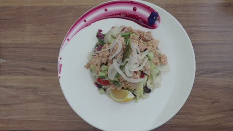 gourmet tuna salad served on a white plate