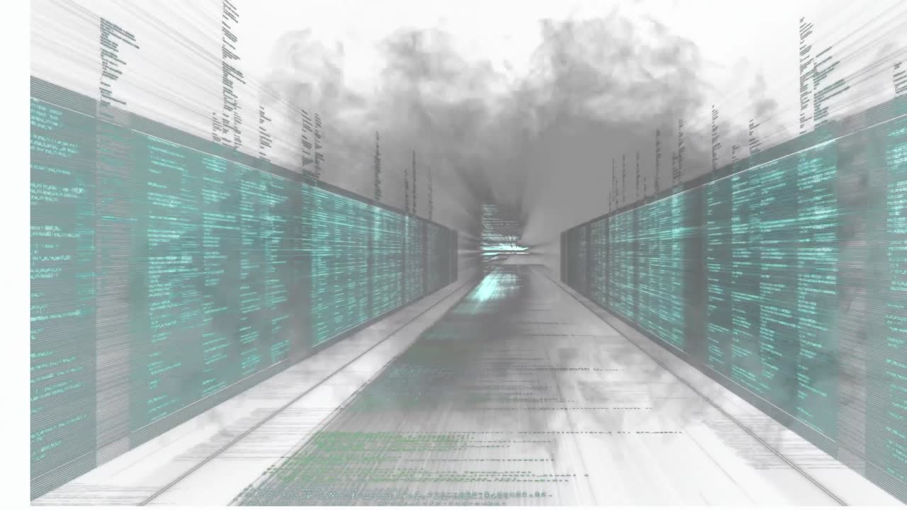 Animation of smoke and data processing over screens