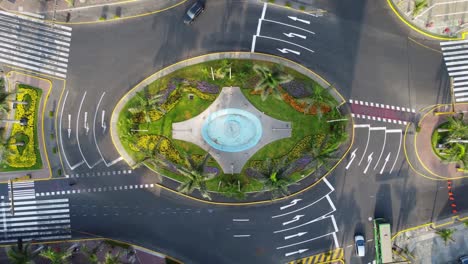 topdown drone video of a roundabout in lima, peru in the district of miraflores