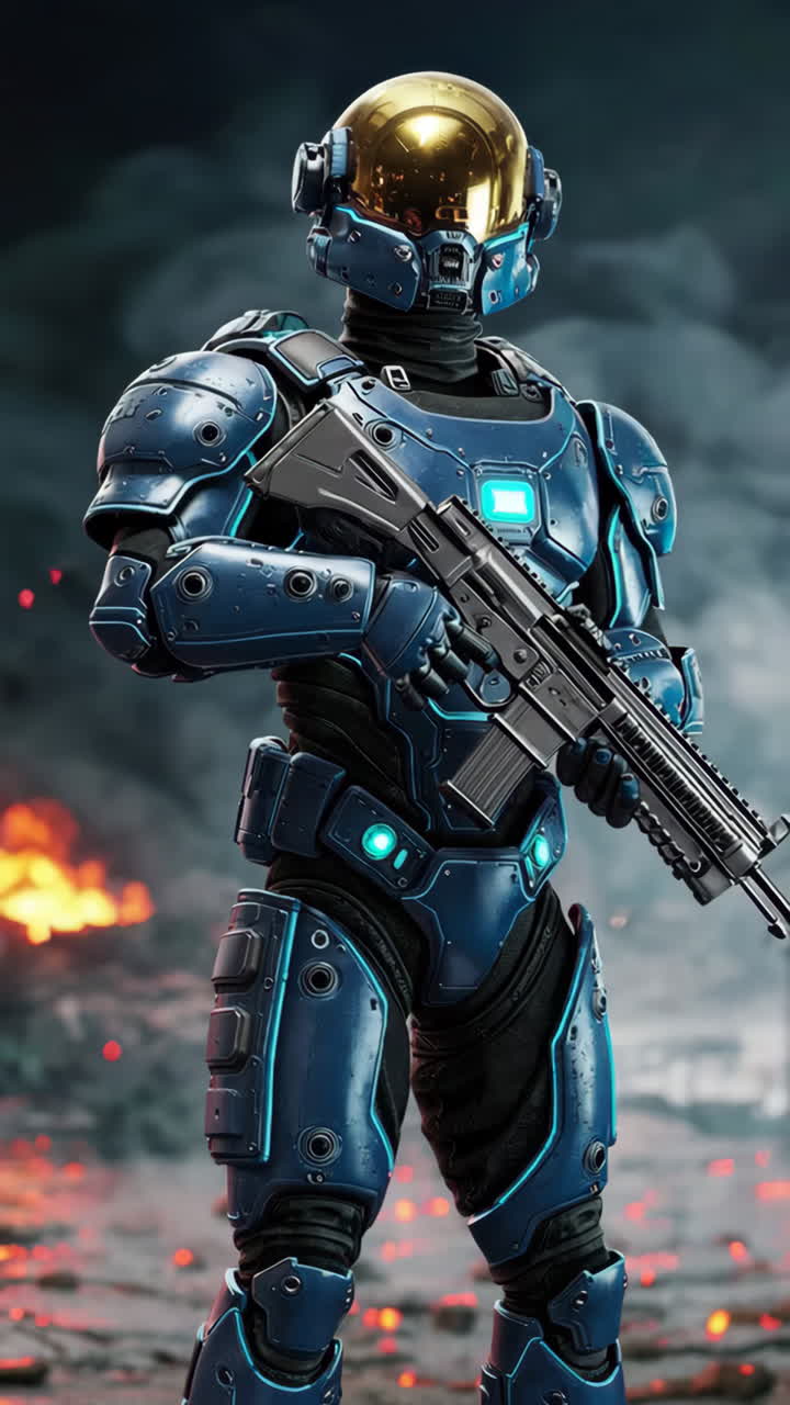 Futuristic Soldier in Battle