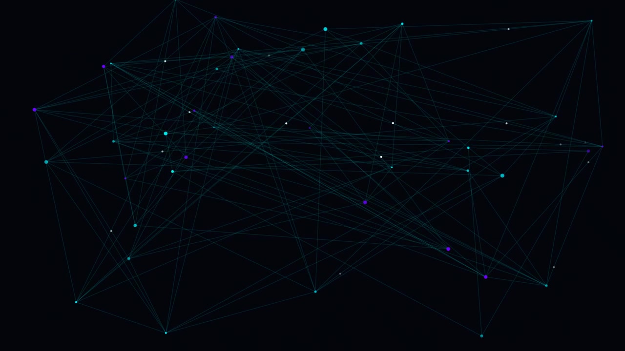 Abstract Digital Network Connection with Floating Nodes and Lines