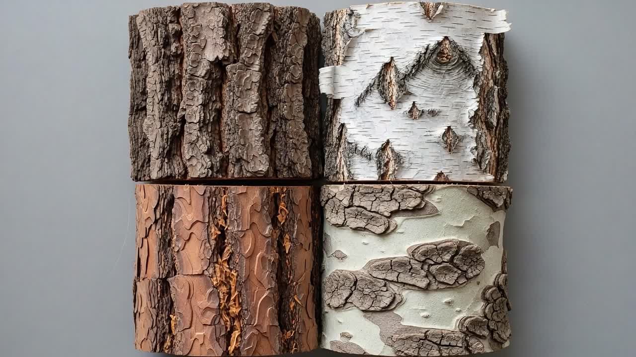 An Array of Tree Bark Textures Showcasing the Natural Patterns and Colors Found in Different Species, Perfect for Nature Enthusiasts and Designers Alike
