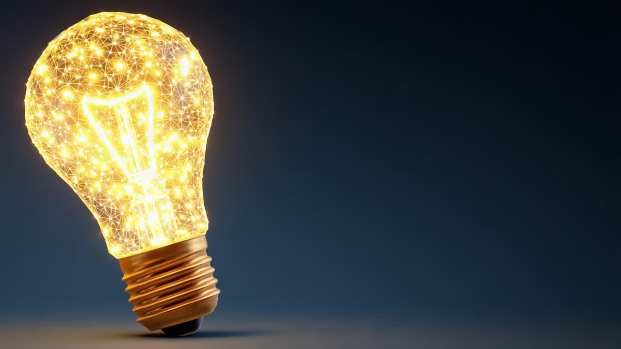 Illuminating Brilliance: A Stunning Lightbulb Displaying Interconnected Stars and Sparks, Capturing the Essence of Ideas and Innovation in a Modern Design