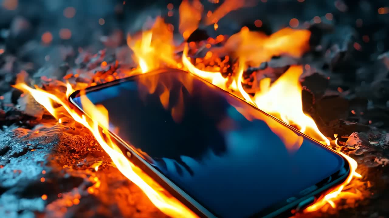 바닥에 불타는 드폰