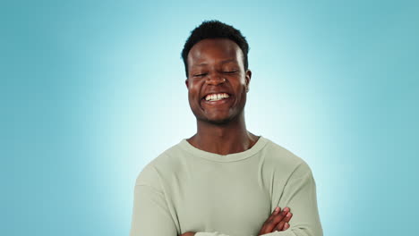 Face,-black-man-and-smile-in-studio-with-arms