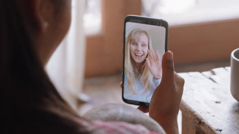 young mother and baby having video chat with best friend using smartphone waving at toddler happy mom enjoying sharing motherhood lifestyle