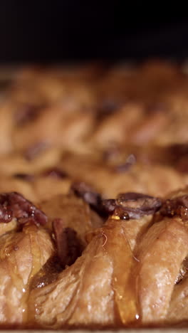 close-up of a honey pecan pastry