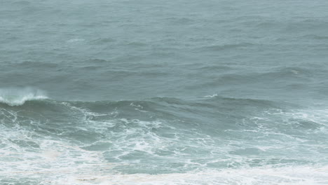 The-beautiful-rough-sea-waves-of-Nazare,-Portugal---slow-motion