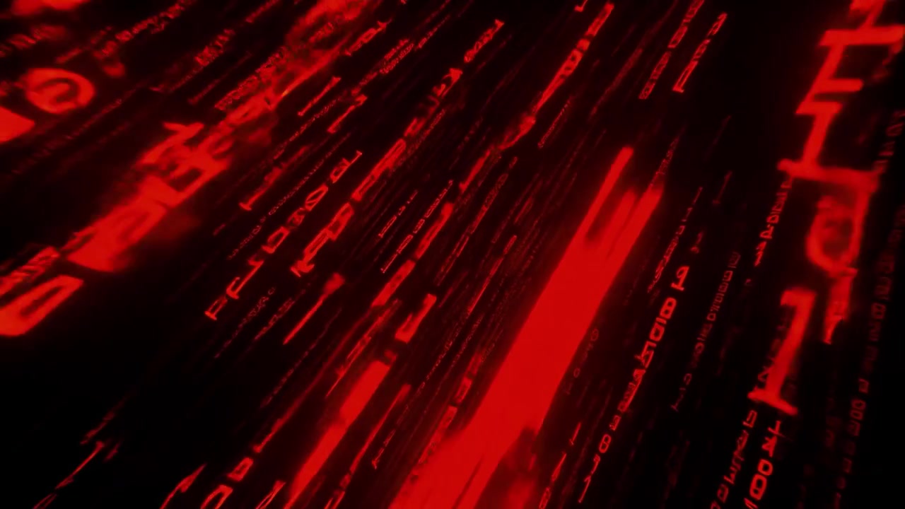 Abstract Digital Background with Red Falling Binary Code
