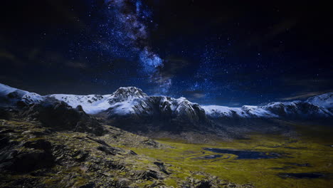 majestic mountain landscape under a starry night sky in a remote location