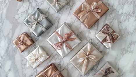 elegant gift boxes wrapped in metallic colors