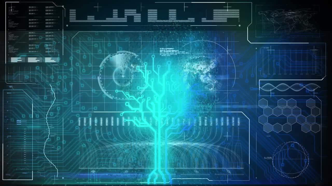 Animation of human brain spinning over chain