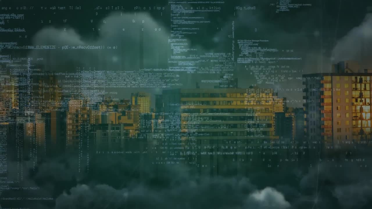 animazione dell'elaborazione dei dati sul paesaggio urbano