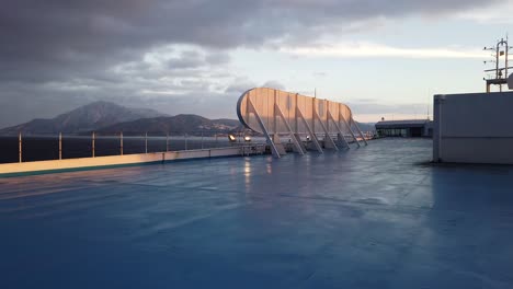 ferry deck coming to morroco during sunset