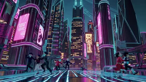 ciudad cyberpunk futurista por la noche