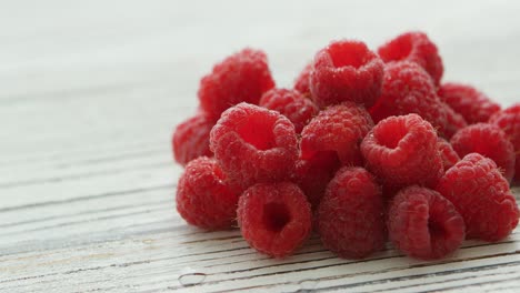 closeup heap of raspberries