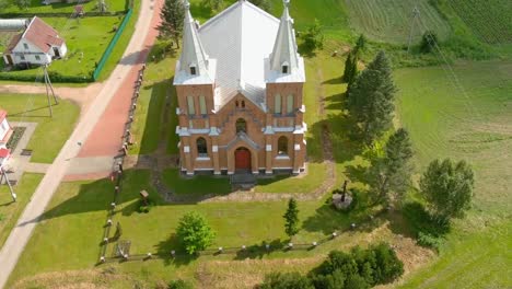 aerial-drone-View-of-Rural-Villages-and-old-churches-in-Europe