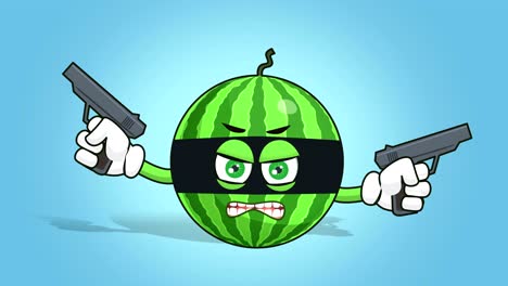 cartoon watermelon face animation bad bandit with luma matte