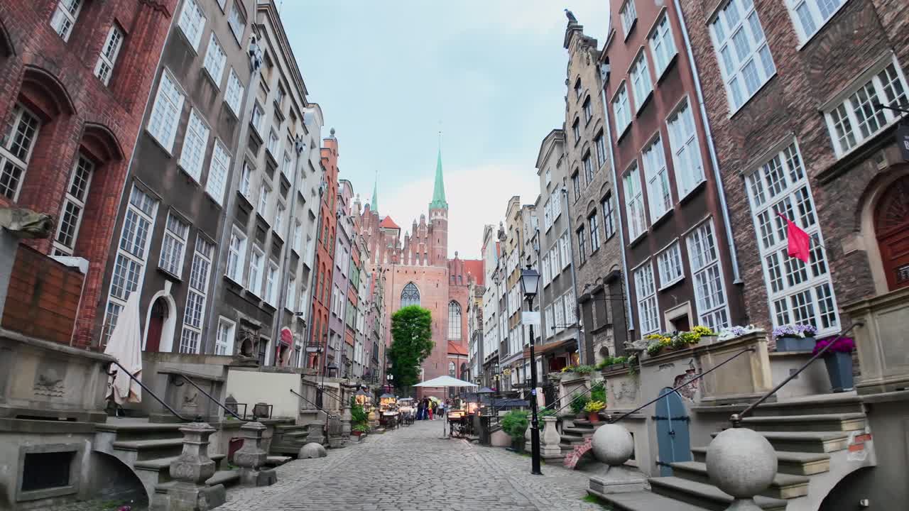 Popular Gdańsk city, Mariacka Street with amber and gold sales