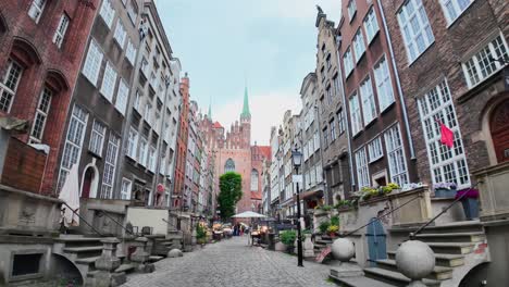 popular gdańsk city, mariacka street with amber and gold sales