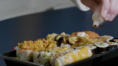 Delicious Sushi Platter with Soy Sauce