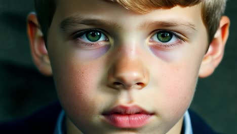 portrait of a young boy with green eyes