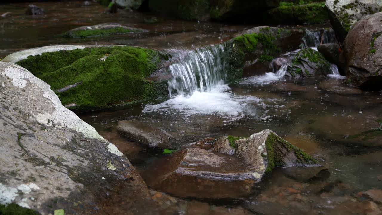 l'eau en cascade dans les montagnes fumées
