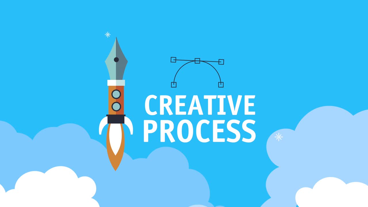 펜 발사기와 함께 창의적 인 프로세스 글