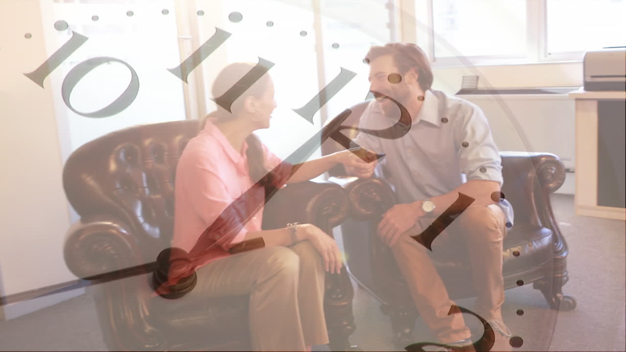 두 명의 다양한 사업가들에 대한 시계의 애니메이션