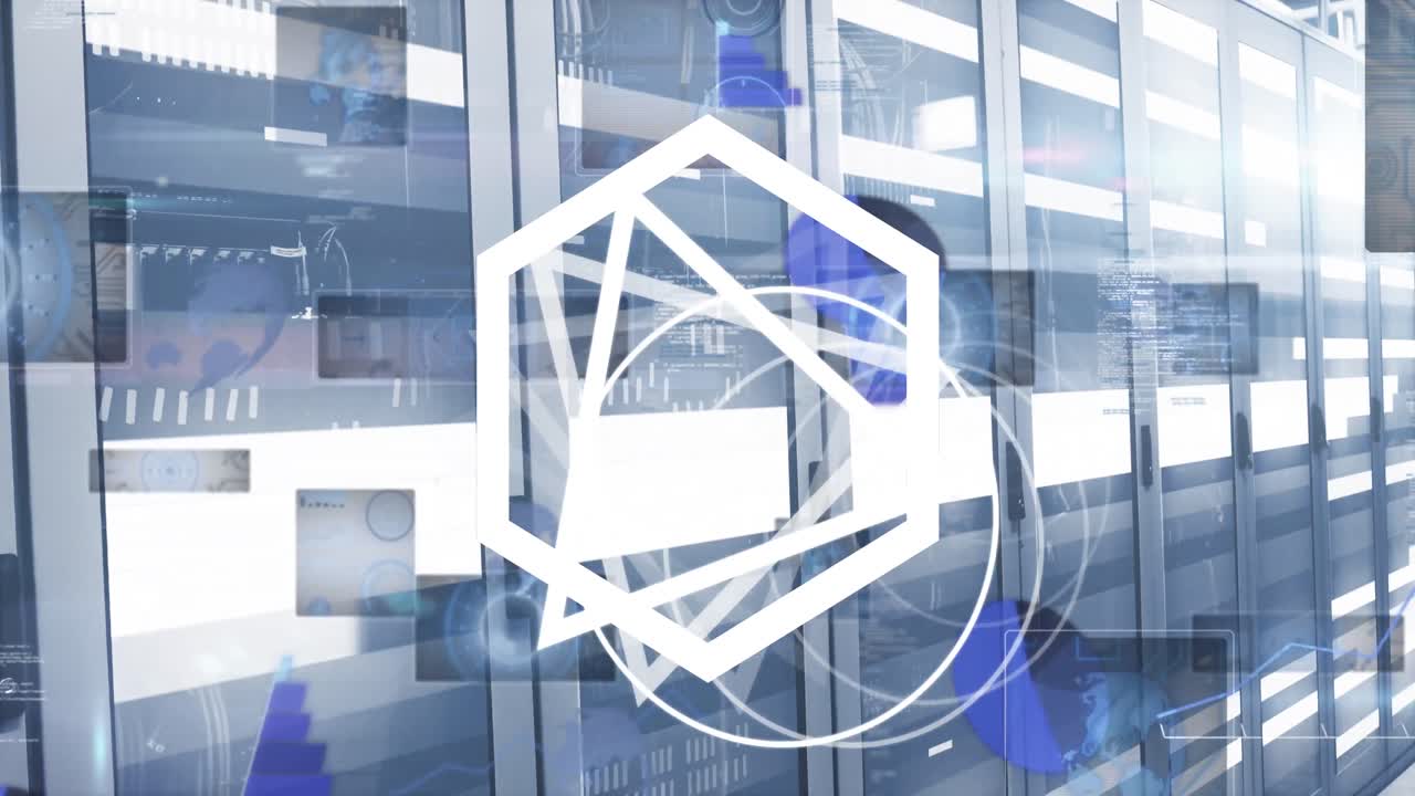 animación de escaneos y procesamiento de datos a través de servidores informáticos