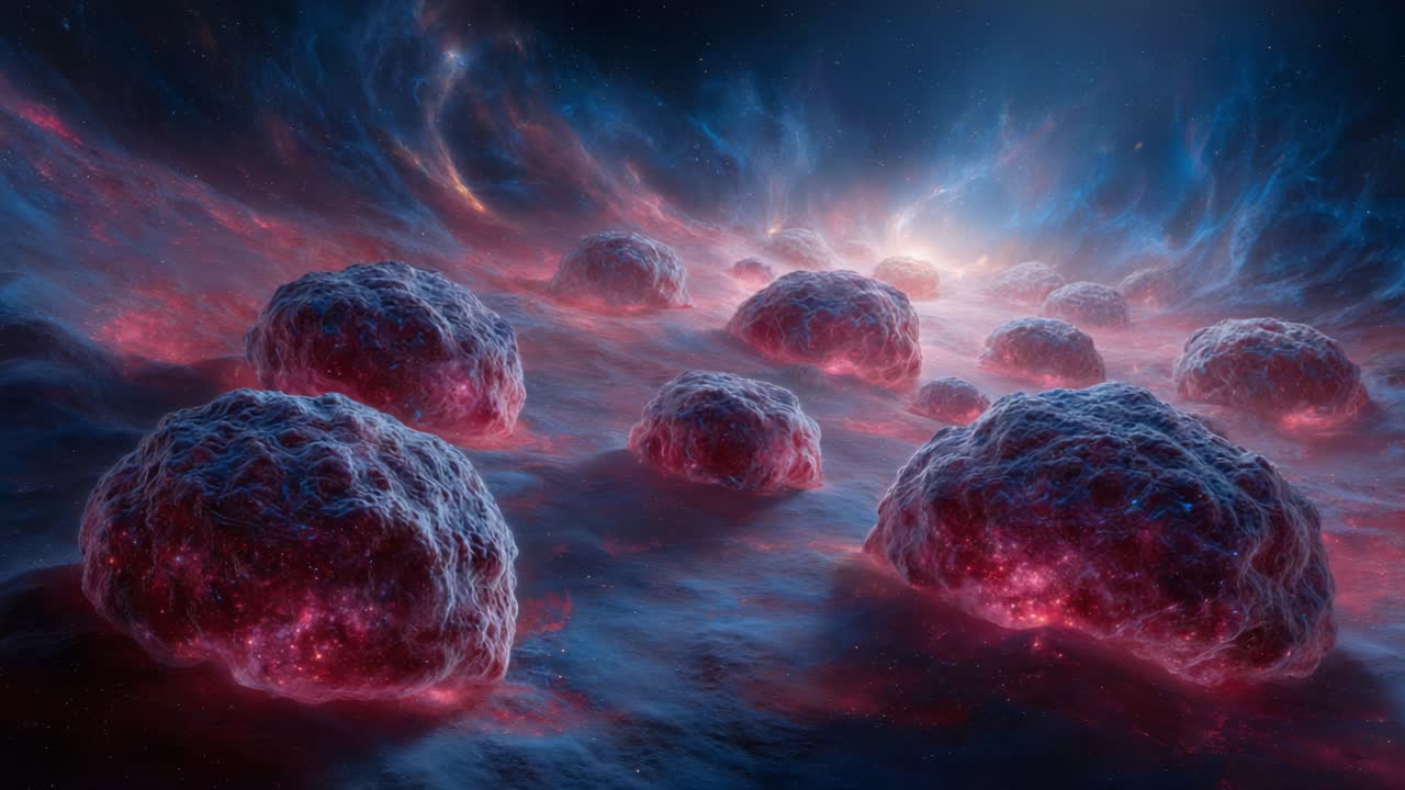 A Stunning Cosmic Landscape Filled with Ethereal Celestial Bodies Glimmering Amidst a Nebulous Expanse of Stars and Cosmic Dust